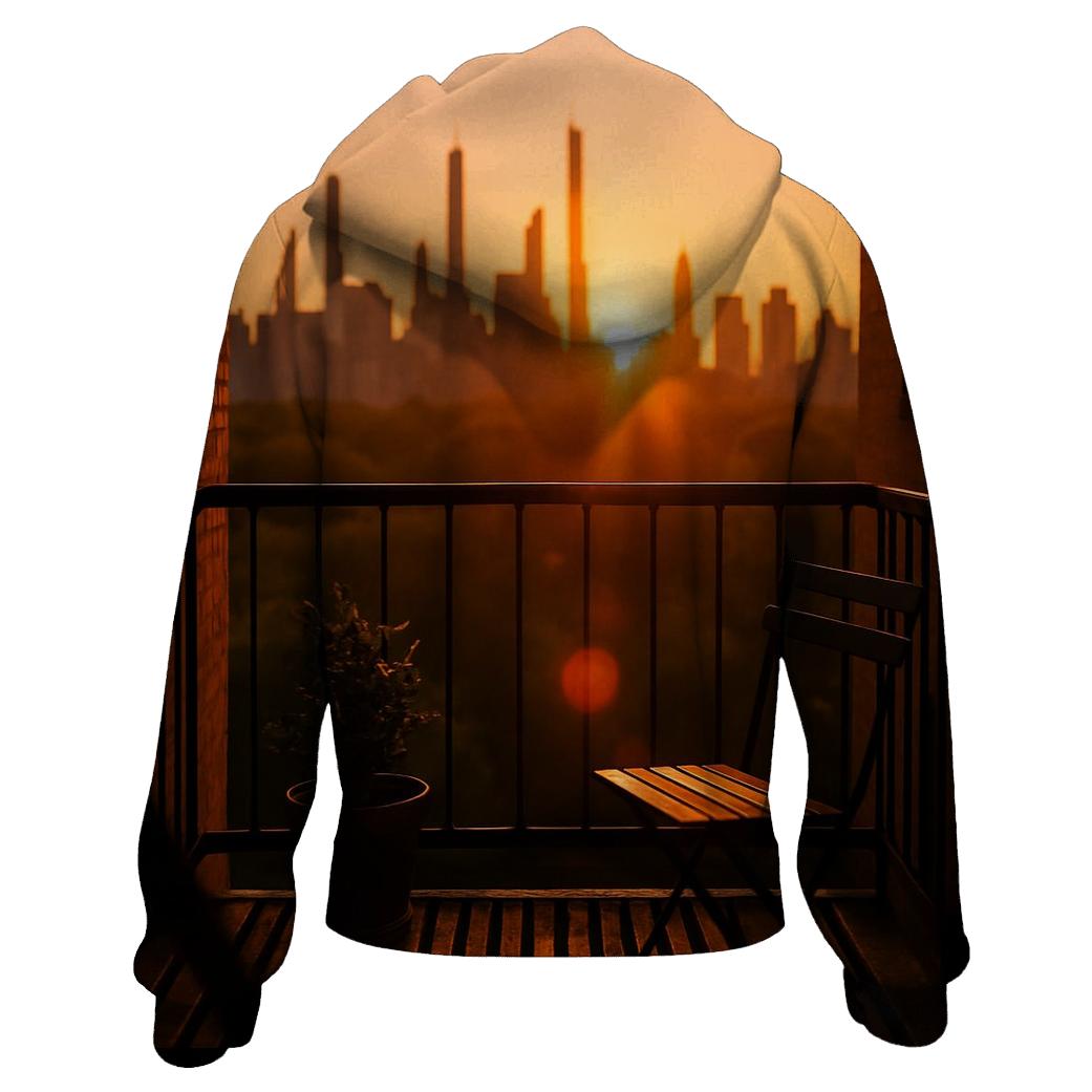 Harlem Fire Escape Sunset Skyline Slice graphic hoodies