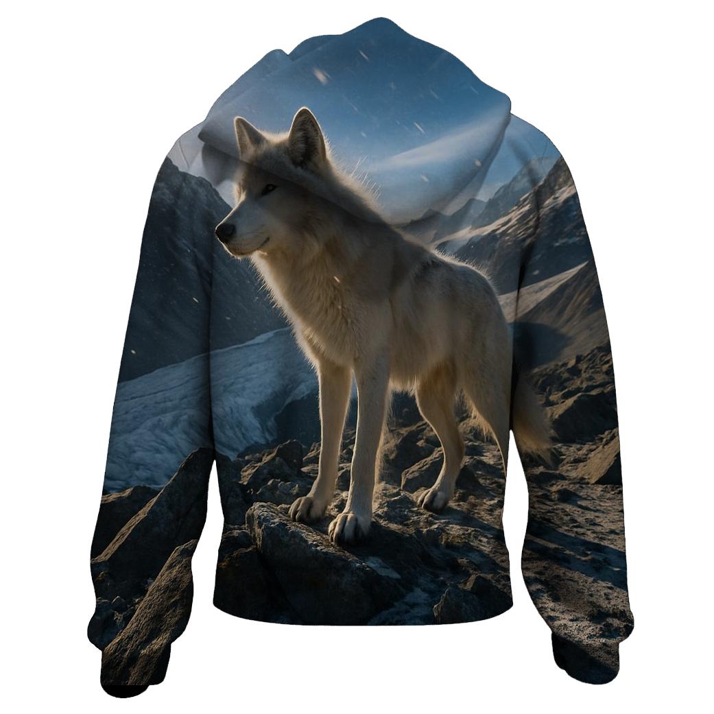High Alpine Wolf On Glacier Moraine hoodies fashion