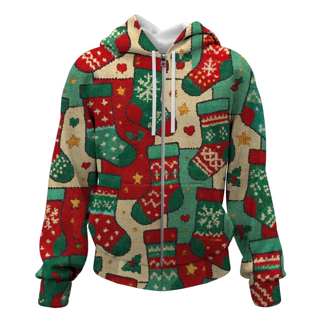 Mismatched Stocking Patchwork Design hoodie trends