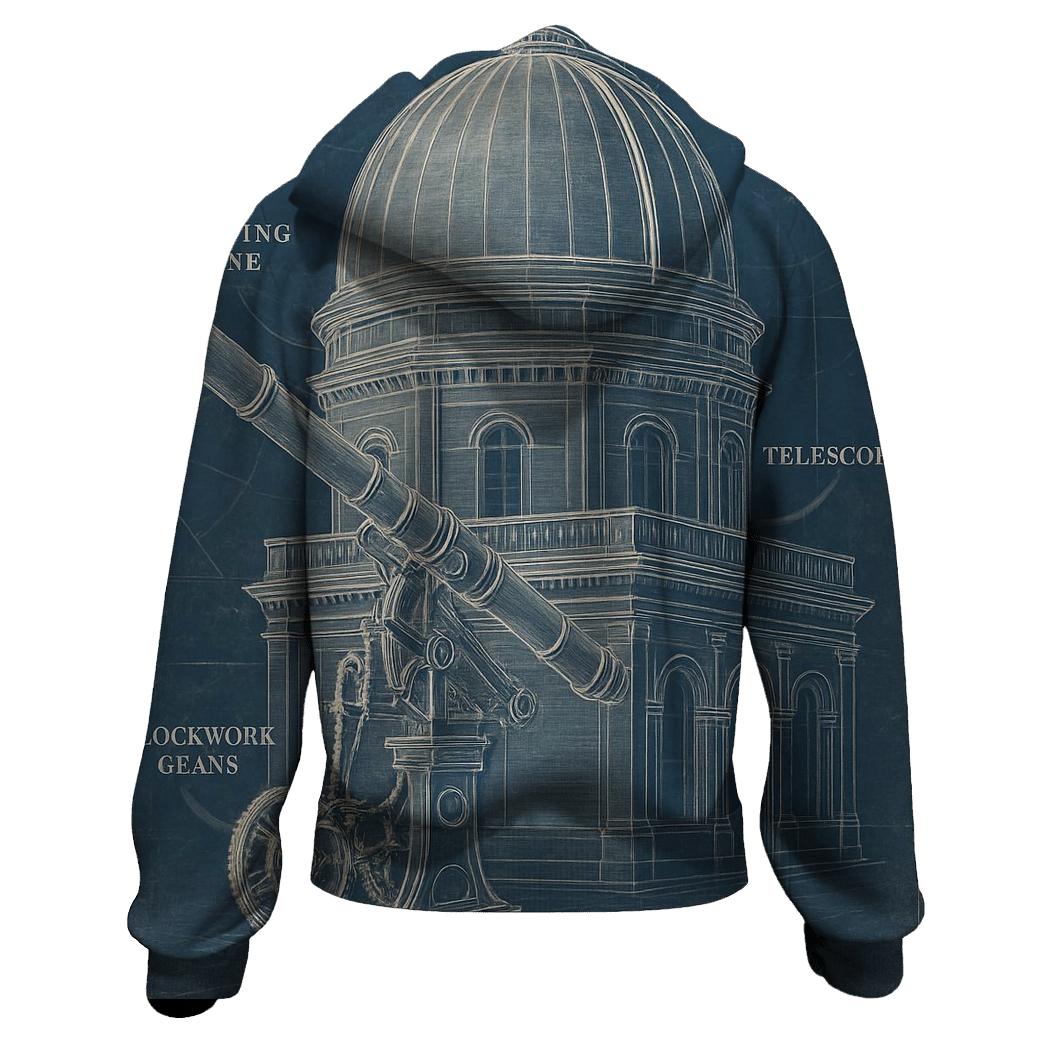 Old Observatory Blueprint Diagram zip-up hoodies
