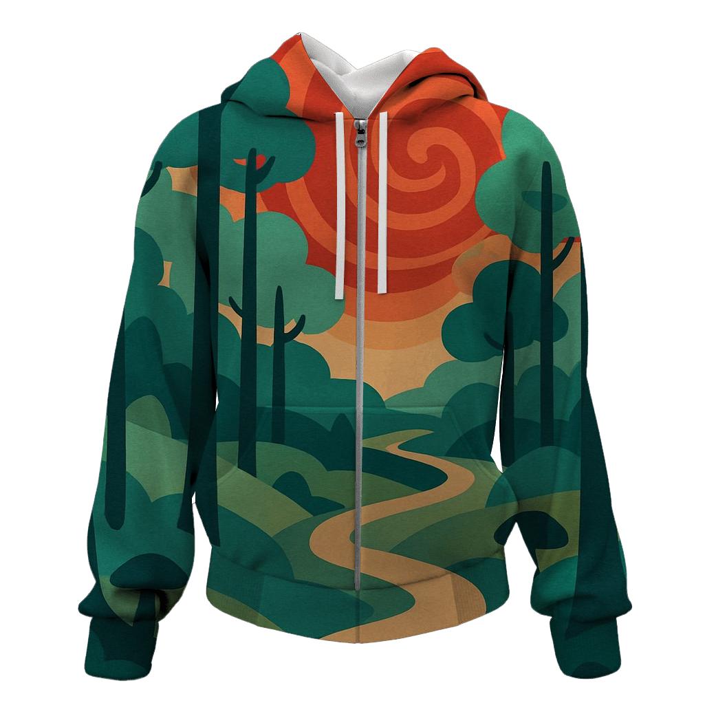 Psychedelic Forest Trail zip-up hoodies