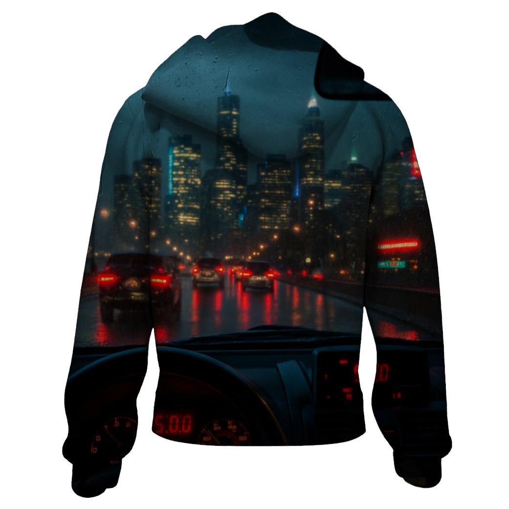 Rainy West Side Highway Taxi Skyline Reflections heavyweight hoodies