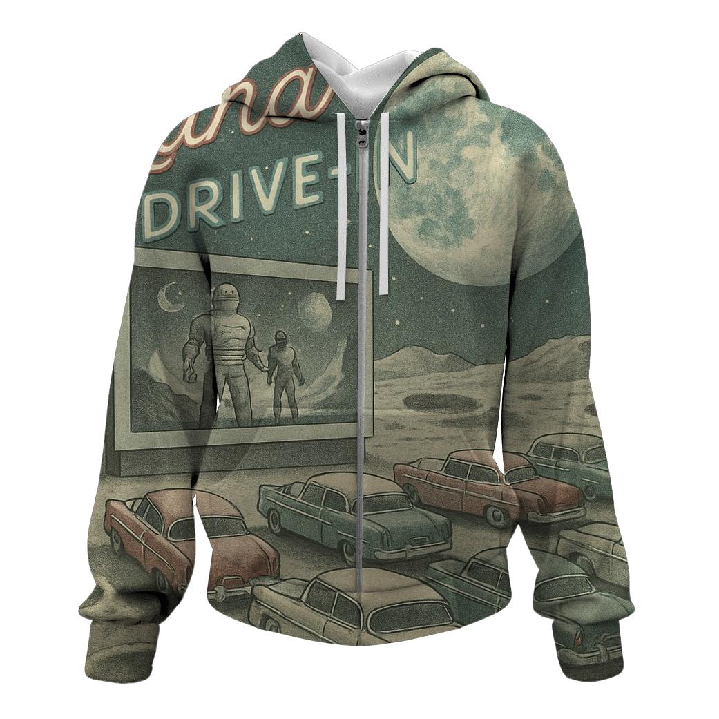 Retro Lunar Drive In Theater Scene hoodie trends