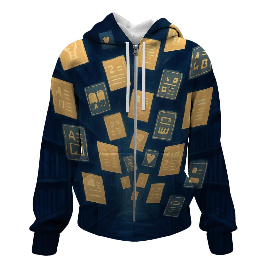 Midnight Library Of Floating Pages premium hoodies
