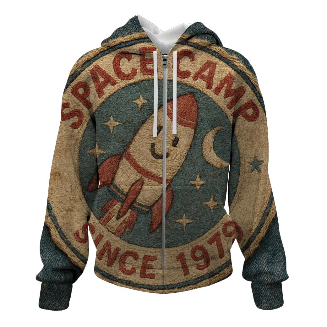 Weathered Space Camp Patch Emblem printed hoodies
