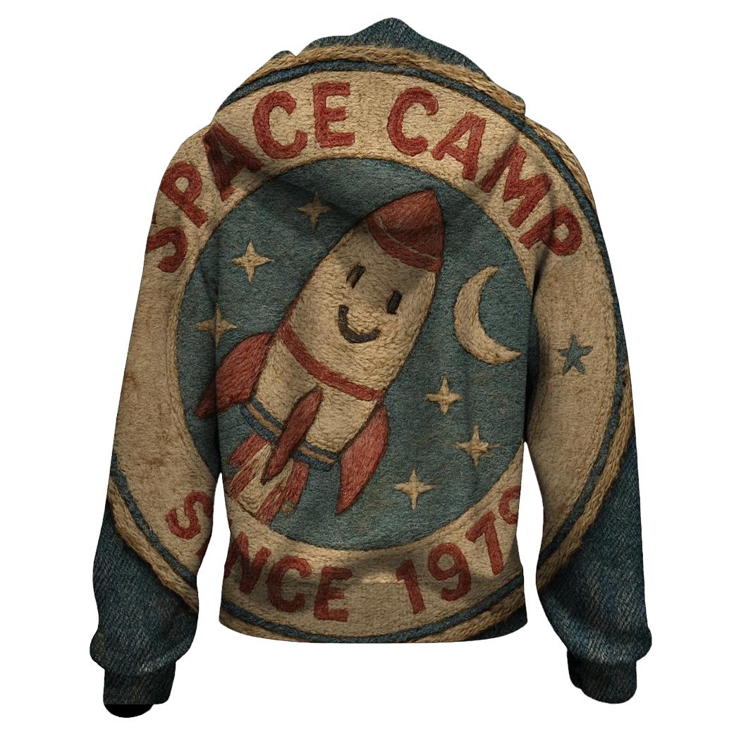Weathered Space Camp Patch Emblem printed hoodies