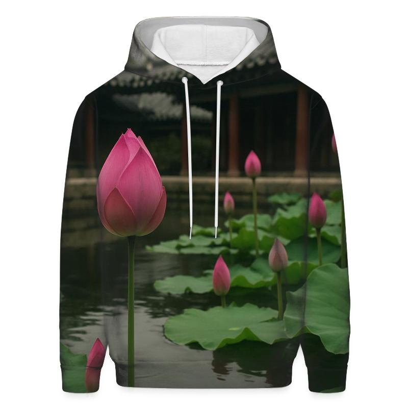 Lotus Leaves And Buds In Temple Courtyard hoodie styles