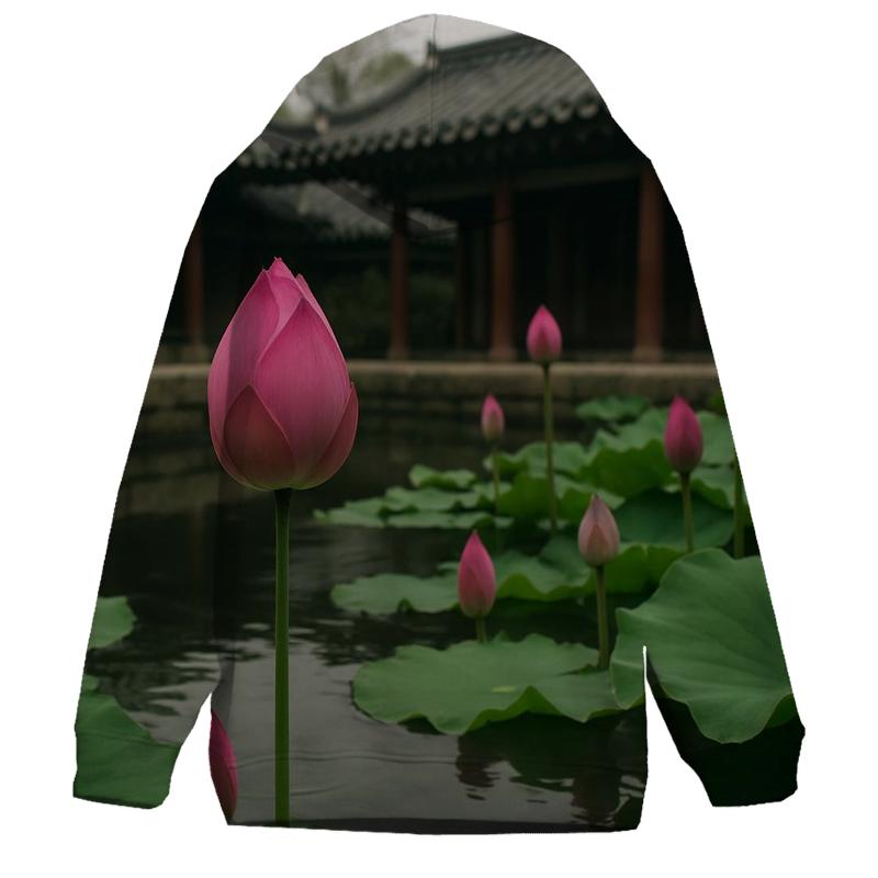 Lotus Leaves And Buds In Temple Courtyard hoodie styles