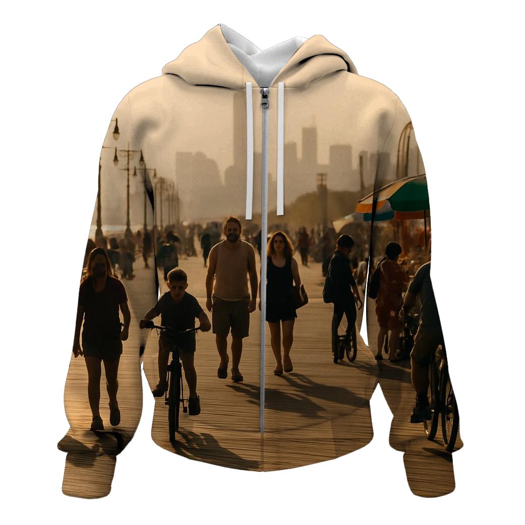 Coney Island Boardwalk With Distant Skyline hoodie trends