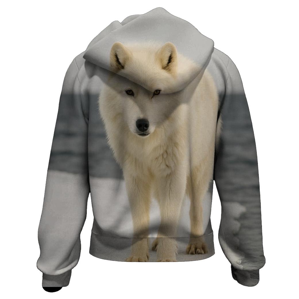 Arctic Wolf Against Melting Sea Ice lightweight hoodies