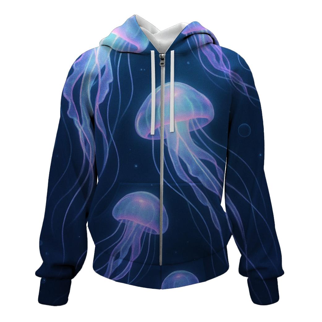 Holographic Jellyfish Parade zip-up hoodies