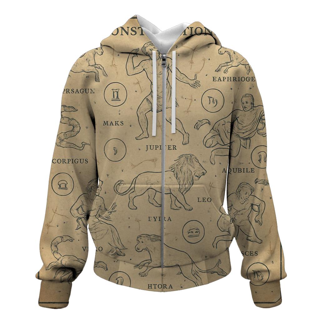Sepia Star Chart Classroom Wall Map lightweight hoodies