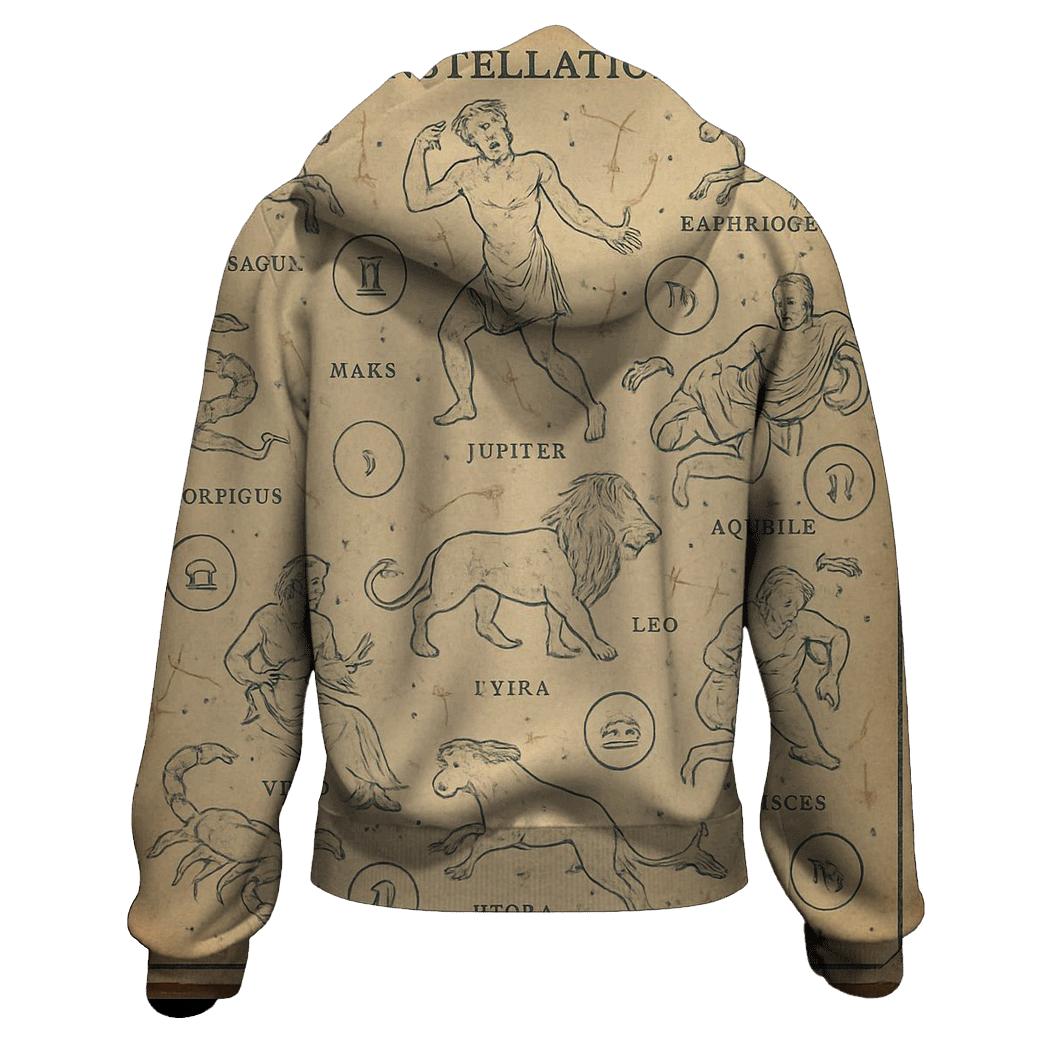 Sepia Star Chart Classroom Wall Map lightweight hoodies