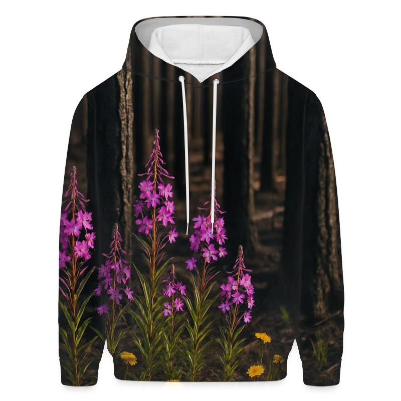 Wildflower Regrowth In Burnt Forest heavyweight hoodies