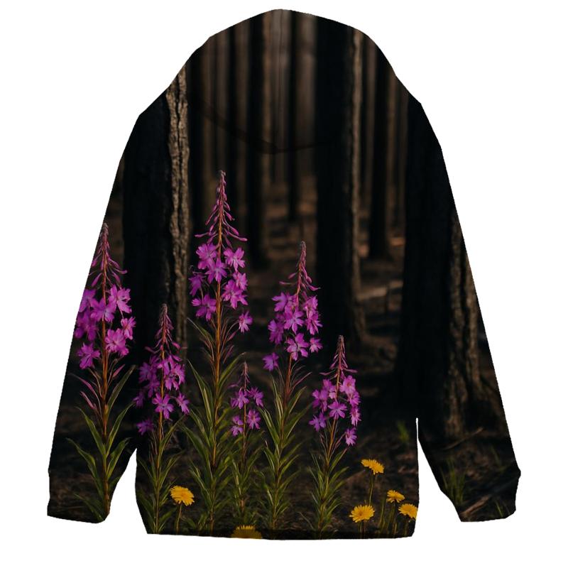Wildflower Regrowth In Burnt Forest heavyweight hoodies
