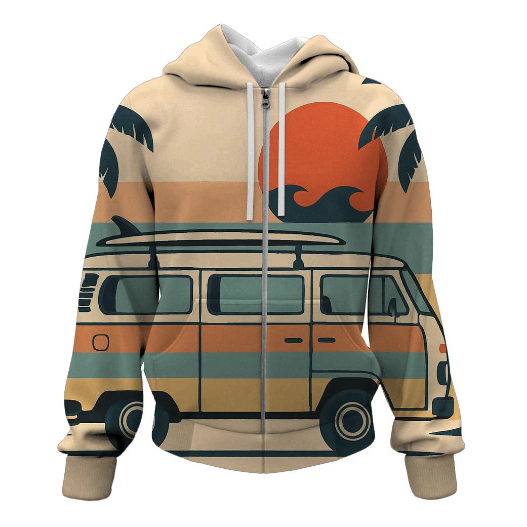 Sunset Surf Van Escape embroidered hoodies