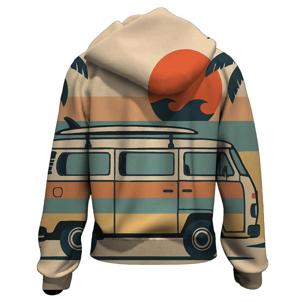 Sunset Surf Van Escape embroidered hoodies