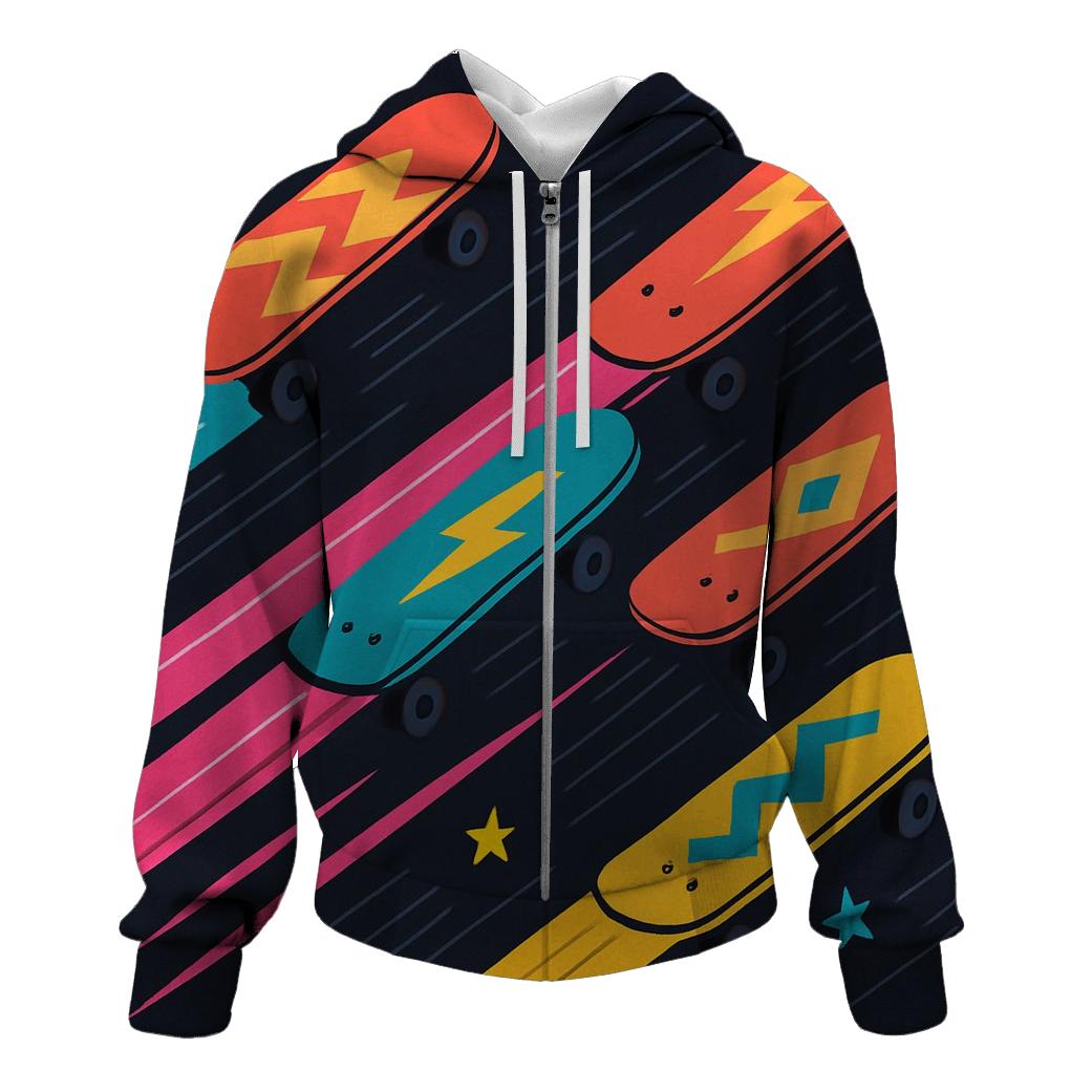 Neon Skateboard Streaks lightweight hoodies