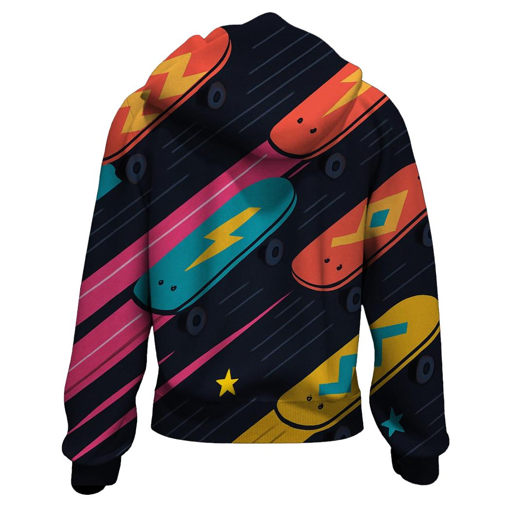 Neon Skateboard Streaks lightweight hoodies