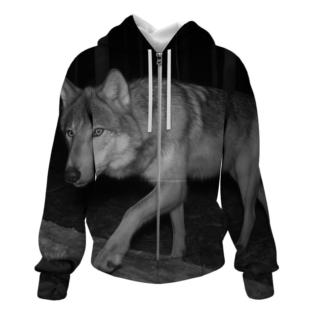 Forest Wolf Passing Hidden Camera Trap premium hoodies