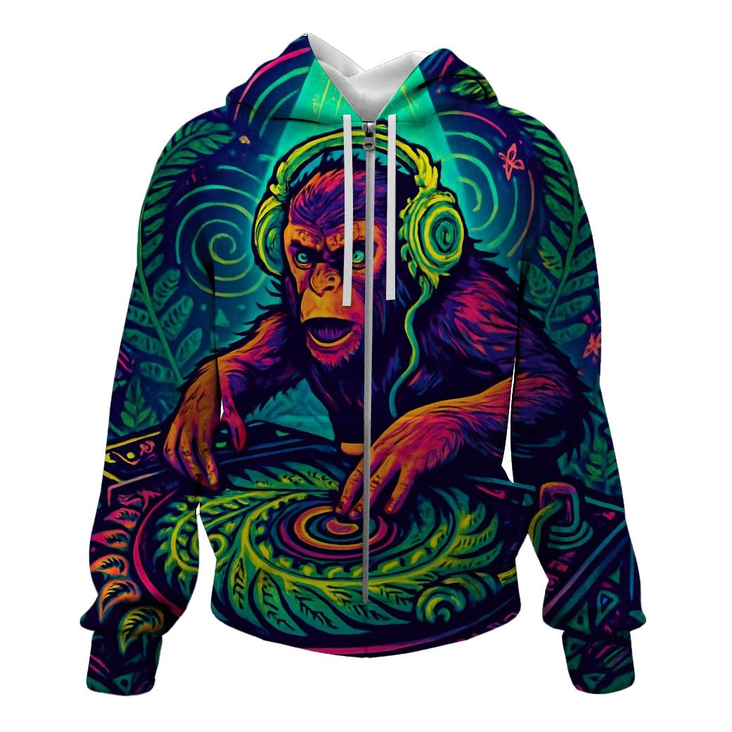 Fractal Jungle Beat printed hoodies