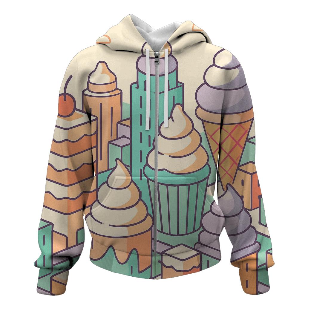 Retro Futurist Dessert City zip-up hoodies