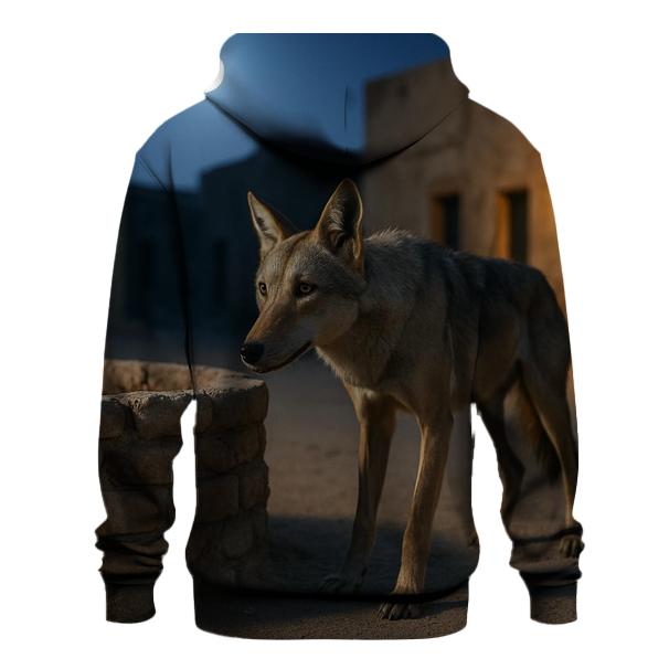 Lone Desert Wolf At Deserted Well heavyweight hoodies