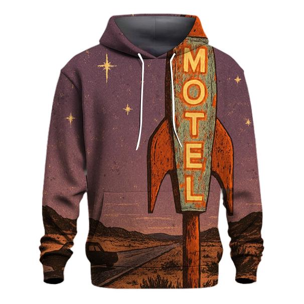 Vintage Rocket Motel Roadside Sign heavyweight hoodies
