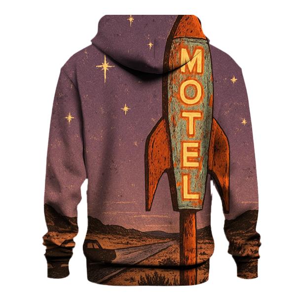 Vintage Rocket Motel Roadside Sign heavyweight hoodies