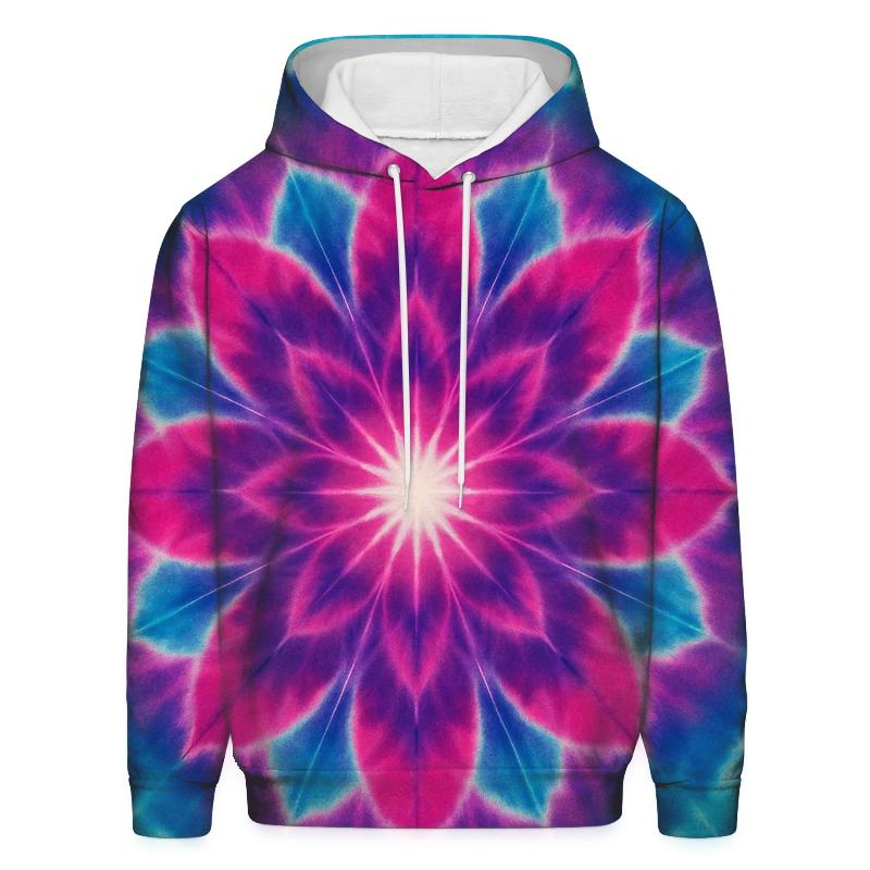Magenta Cyan Mandala Burst premium hoodies
