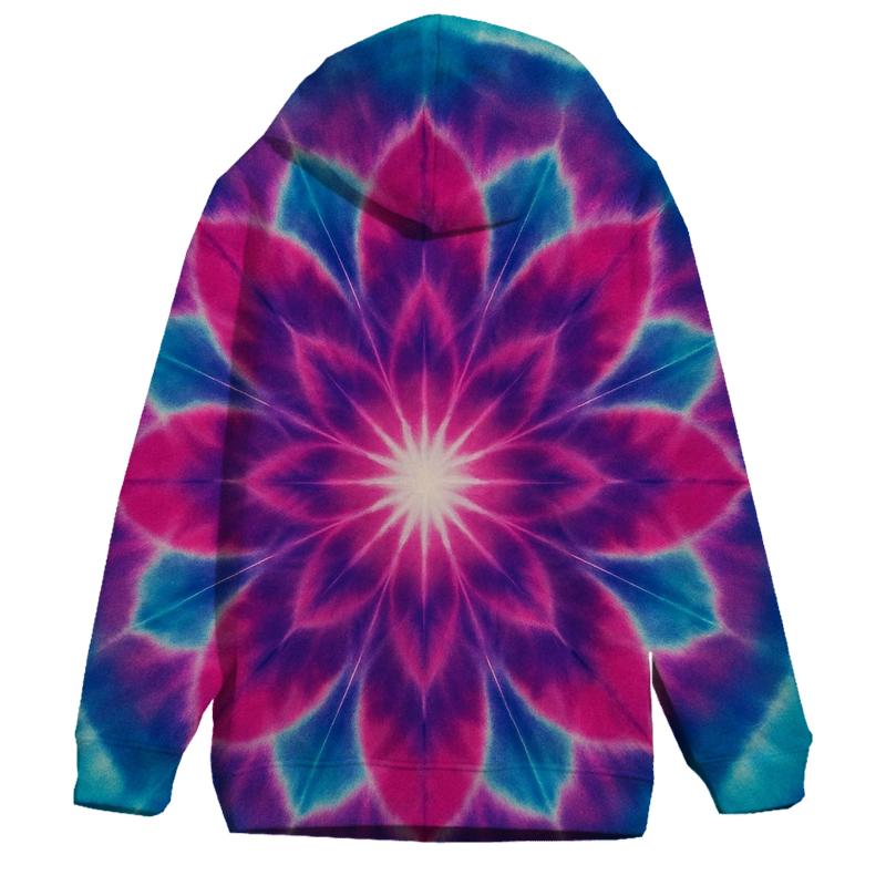 Magenta Cyan Mandala Burst premium hoodies