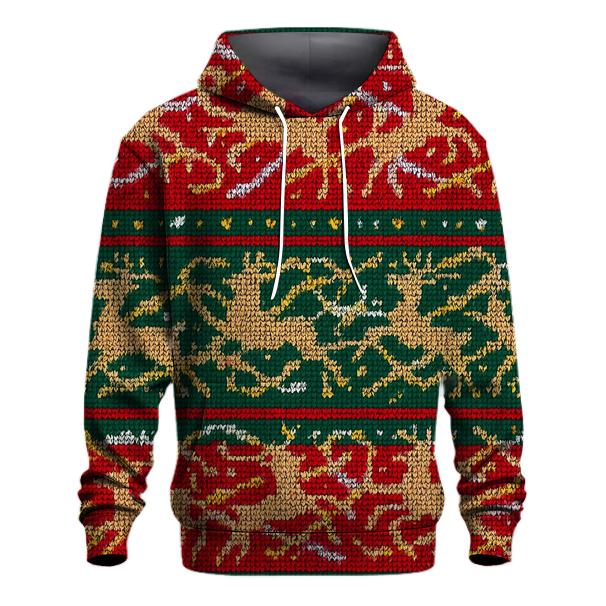 Tangled Tinsel Reindeer Stripe Design heavyweight hoodies