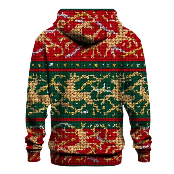 Tangled Tinsel Reindeer Stripe Design heavyweight hoodies