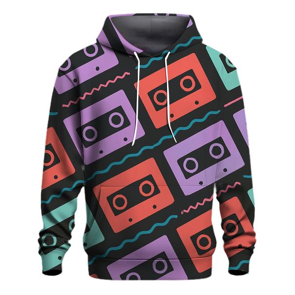 Retro Cassette Wave Stripes printed hoodies