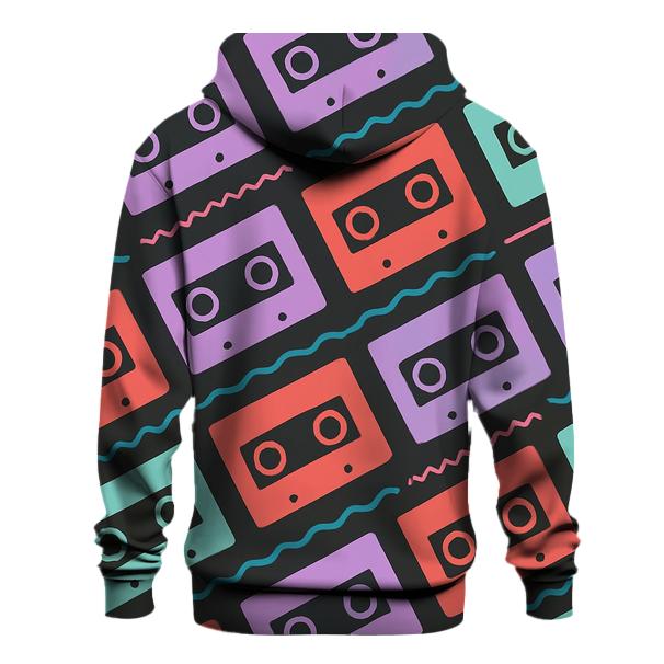 Retro Cassette Wave Stripes printed hoodies
