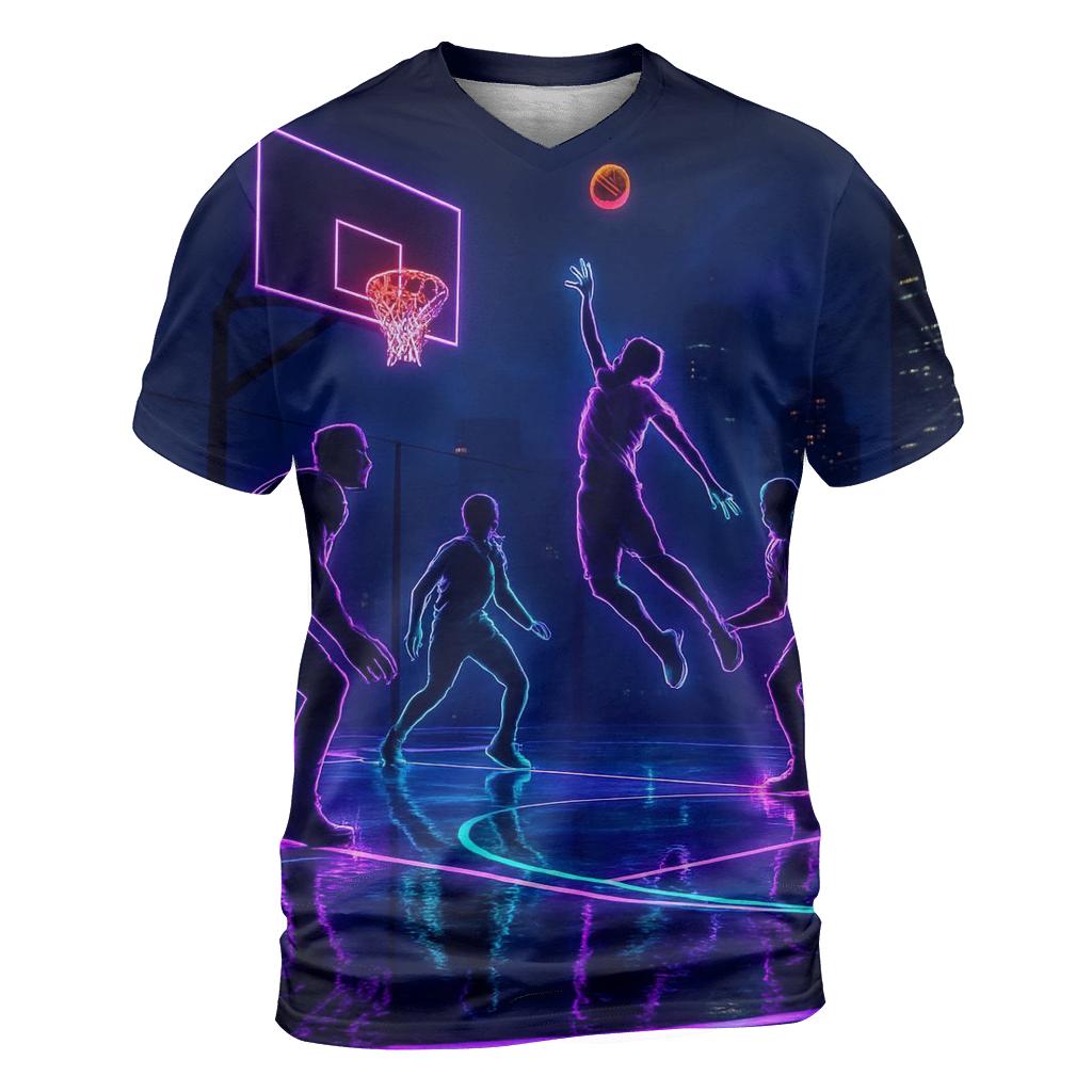 Neon Night Street Basketball trendy printed shirt styles