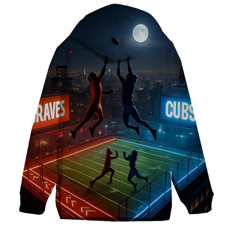 Skyline Rivalry On Rooftop Field designer hoodies