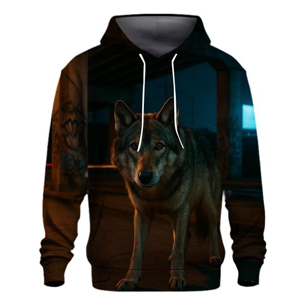 Urban Edge Wolf Under Highway Overpass hoodies fashion