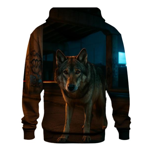Urban Edge Wolf Under Highway Overpass hoodies fashion