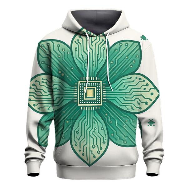 Botanical Circuit Blossom embroidered hoodies