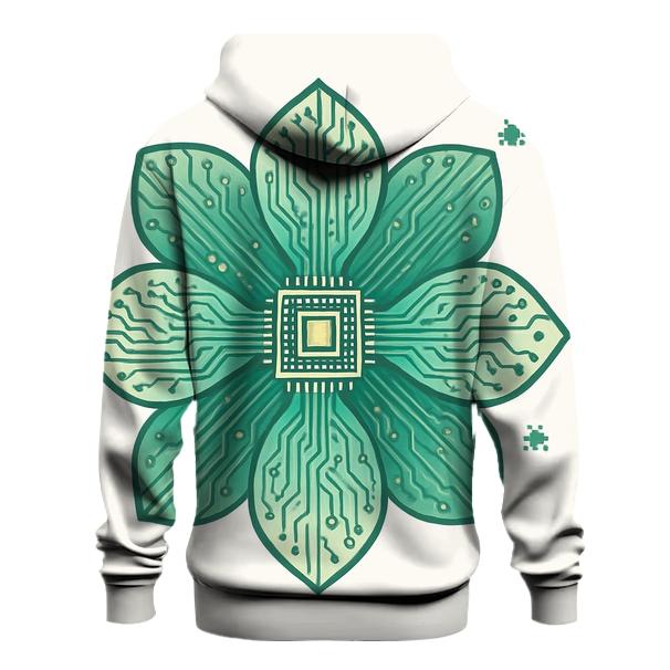 Botanical Circuit Blossom embroidered hoodies