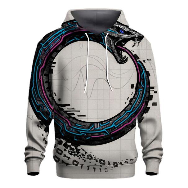 Digital Glitch Ouroboros pullover hoodies