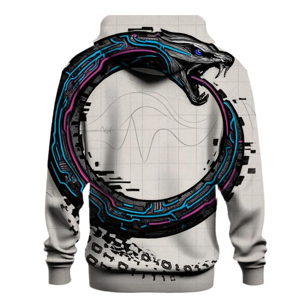Digital Glitch Ouroboros pullover hoodies