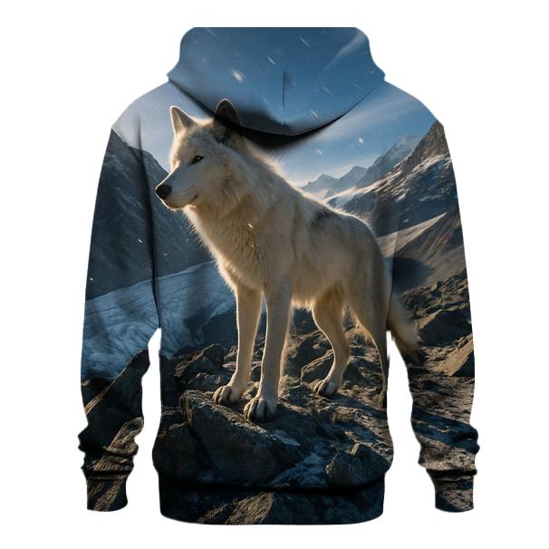 High Alpine Wolf On Glacier Moraine printed hoodies