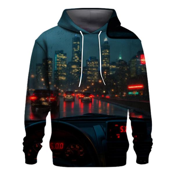 Rainy West Side Highway Taxi Skyline Reflections hoodie designs