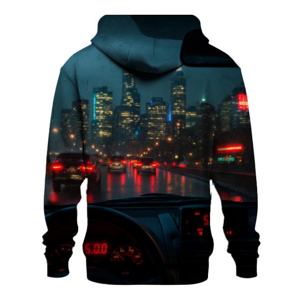 Rainy West Side Highway Taxi Skyline Reflections hoodie designs