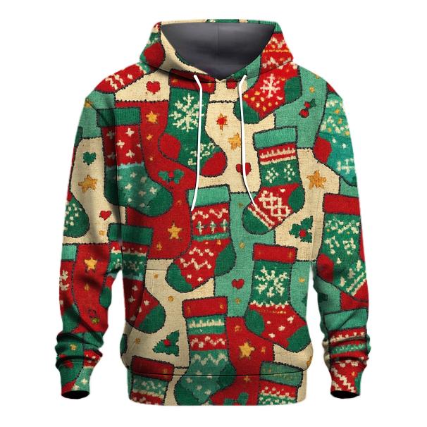 Mismatched Stocking Patchwork Design graphic hoodies