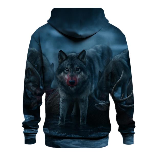 Wolf Pack At Carcass In Frozen Riverbed hoodies fashion