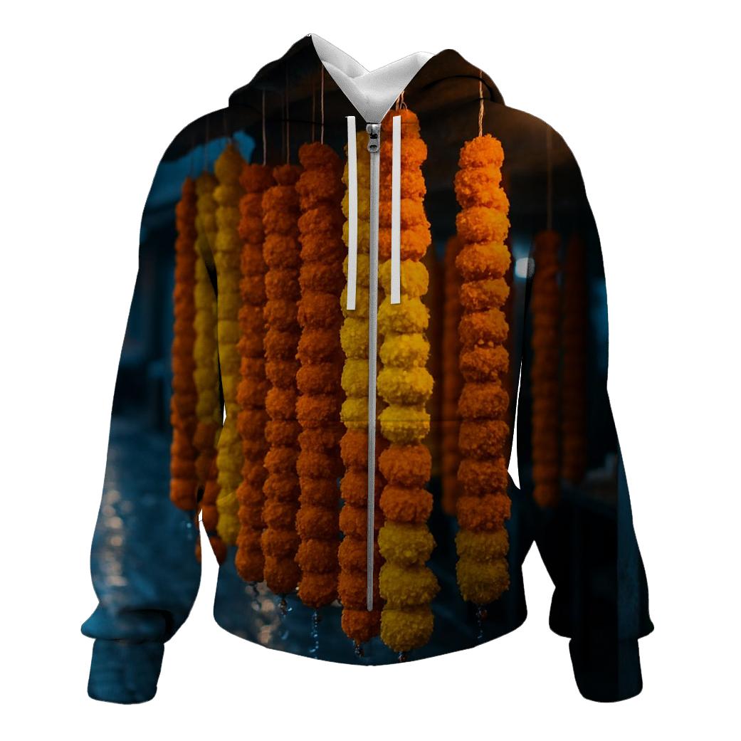 Monsoon Marigold Garlands At Dawn lightweight hoodies