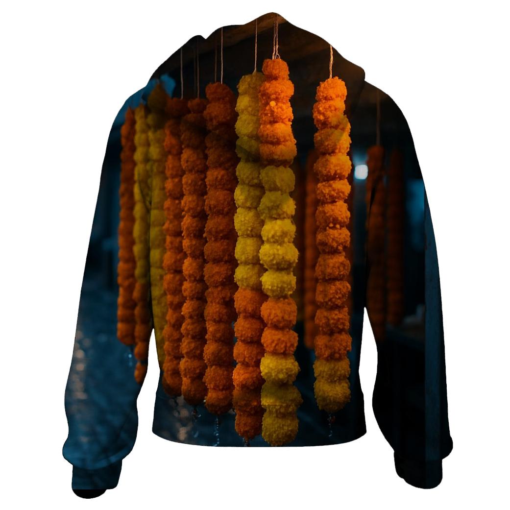 Monsoon Marigold Garlands At Dawn lightweight hoodies